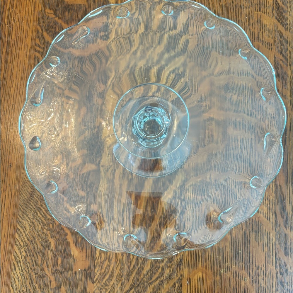 vintage Indiana Glass clear glass Teardrop pattern cake stand - Picture 2 of 9